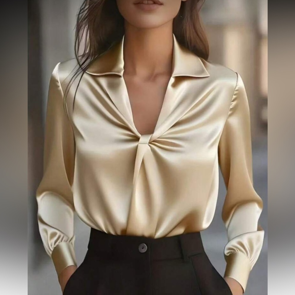 Elegant Champagne Satin Blouse